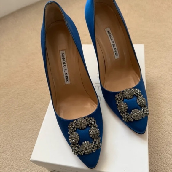 Manolo Blahnik Shoes - Manolo Blahnik Royal Blue Heels with Embellishments